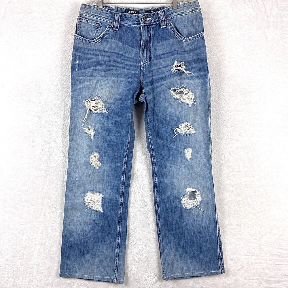 VTG Affliction Jeans Men 38x30 (36x30) Cooper Bootcut Faded Distressed Whiskered